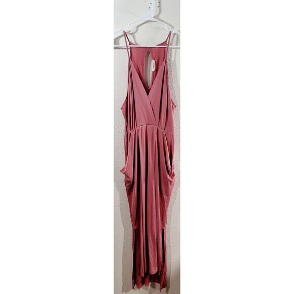 Bluheaven Coral Pink Spaghetti Strap Hi Low Dress Large Flowy Pockets Soft - Picture 6 of 6